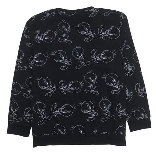 Looney Tunes Women's Black XL Tweety Print Pullover Sweatshirt