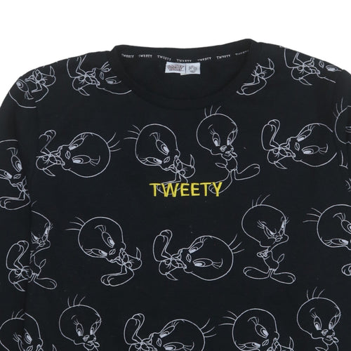 Looney Tunes Women's Black XL Tweety Print Pullover Sweatshirt