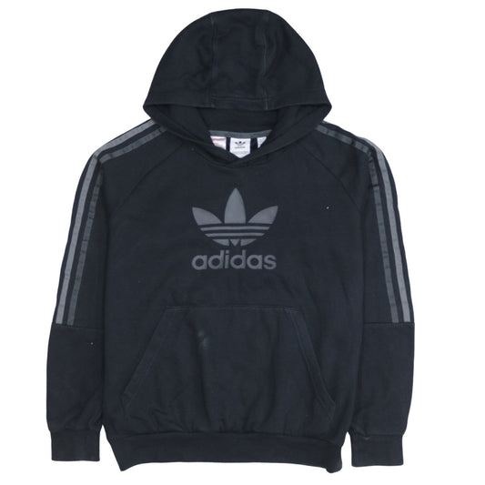 Adidas Boys Black Pullover Hoodie L 13-14 Years Cotton Blend Logo Sportswear