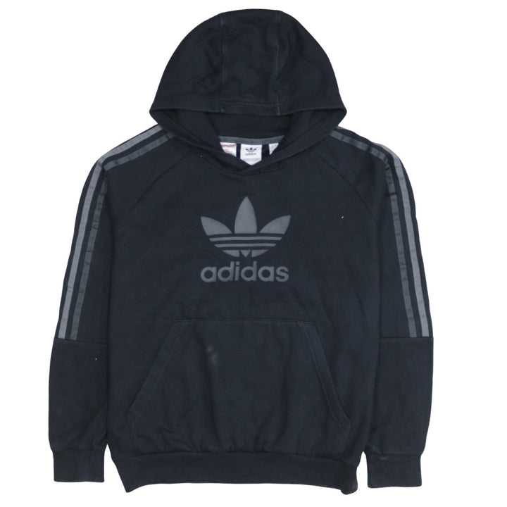 Adidas Boys Black Pullover Hoodie L 13-14 Years Cotton Blend Logo Sportswear