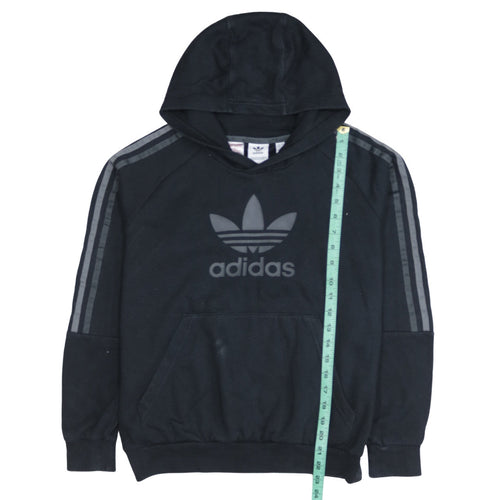 Adidas Boys Black Pullover Hoodie L 13-14 Years Cotton Blend Logo Sportswear