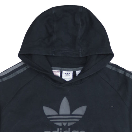 Adidas Boys Black Pullover Hoodie L 13-14 Years Cotton Blend Logo Sportswear