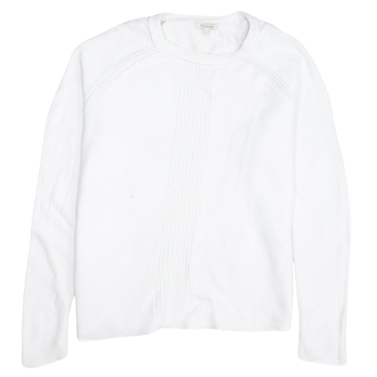 Barbour Womens White Cotton Crew Neck Jumper Size 12