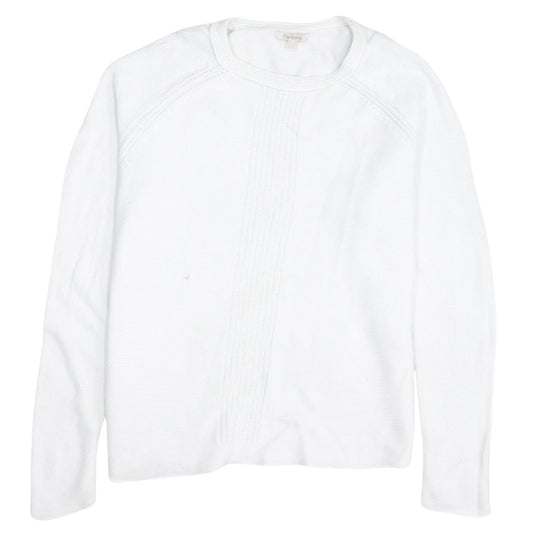 Barbour Womens White Cotton Crew Neck Jumper Size 12