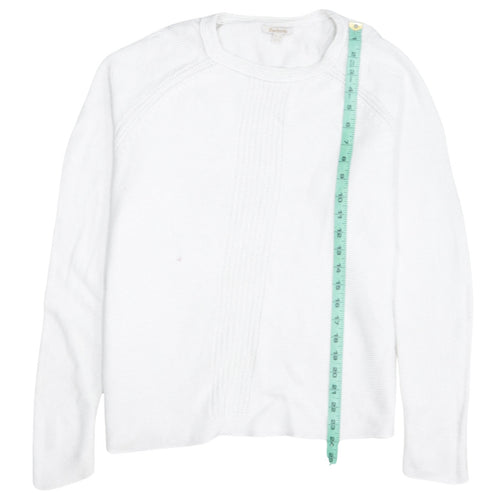 Barbour Womens White Cotton Crew Neck Jumper Size 12