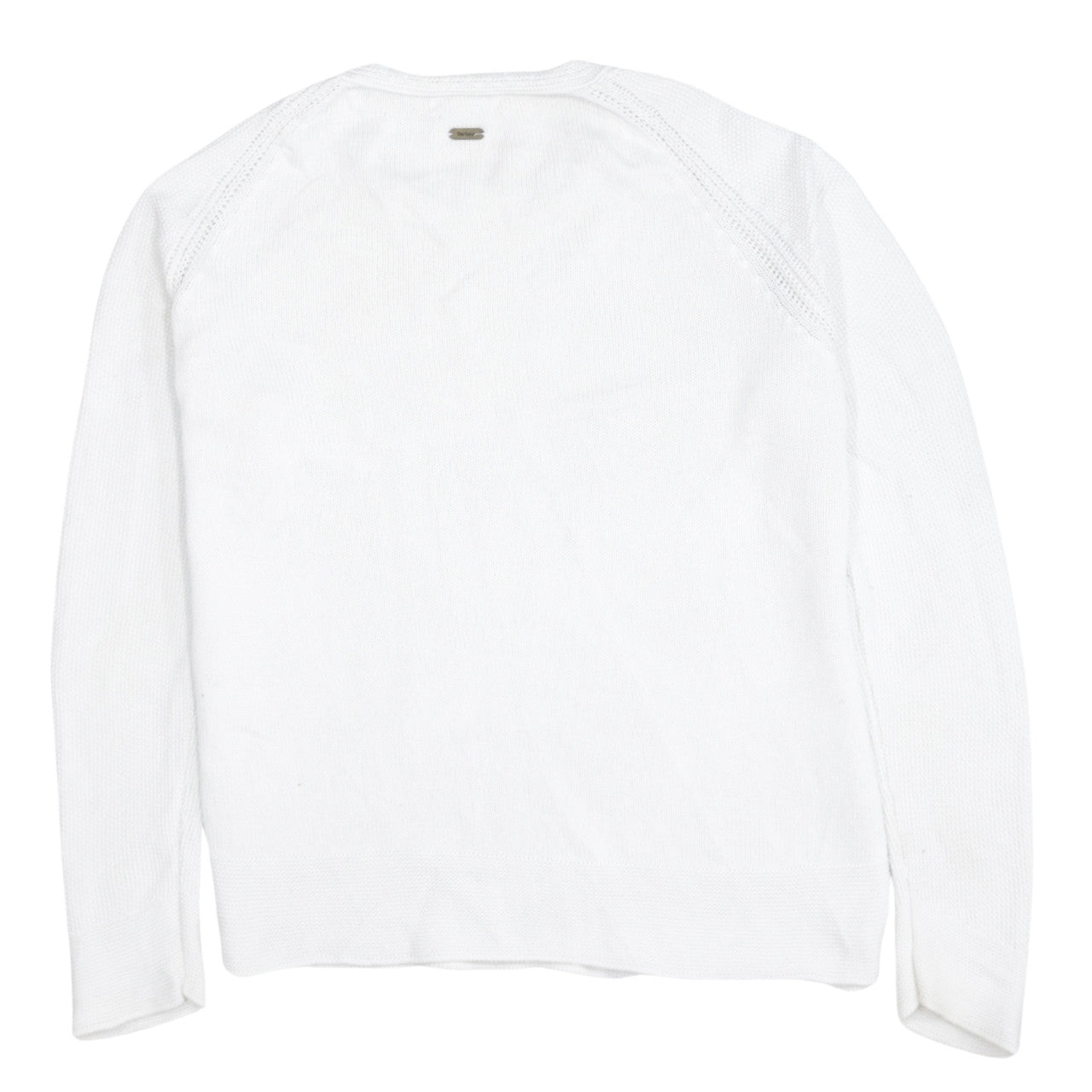 Barbour Womens White Cotton Crew Neck Jumper Size 12