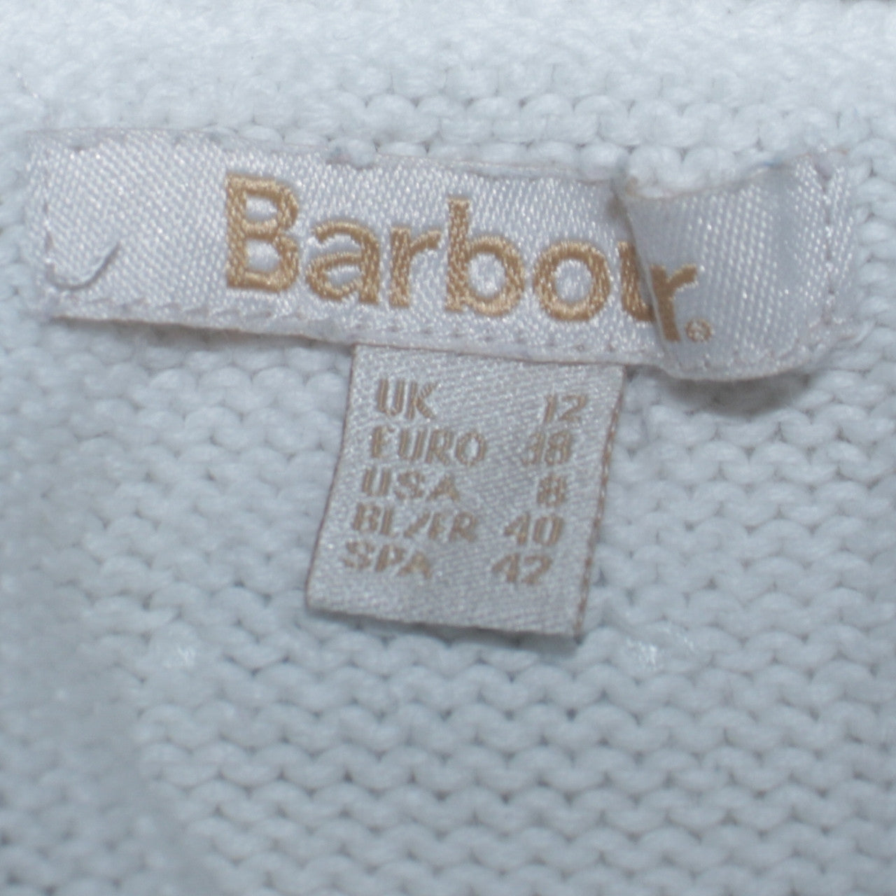 Barbour Womens White Cotton Crew Neck Jumper Size 12