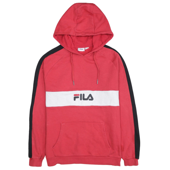 FILA Mens Red Pullover Hoodie Small Sports Graphic Sweatshirt
