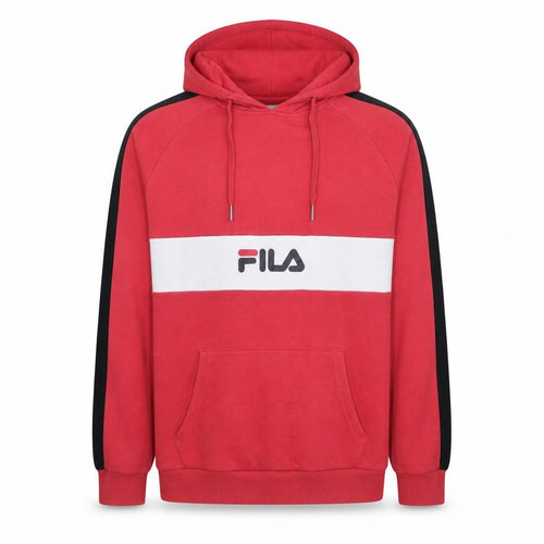 FILA Mens Red Pullover Hoodie Small Sports Graphic Sweatshirt