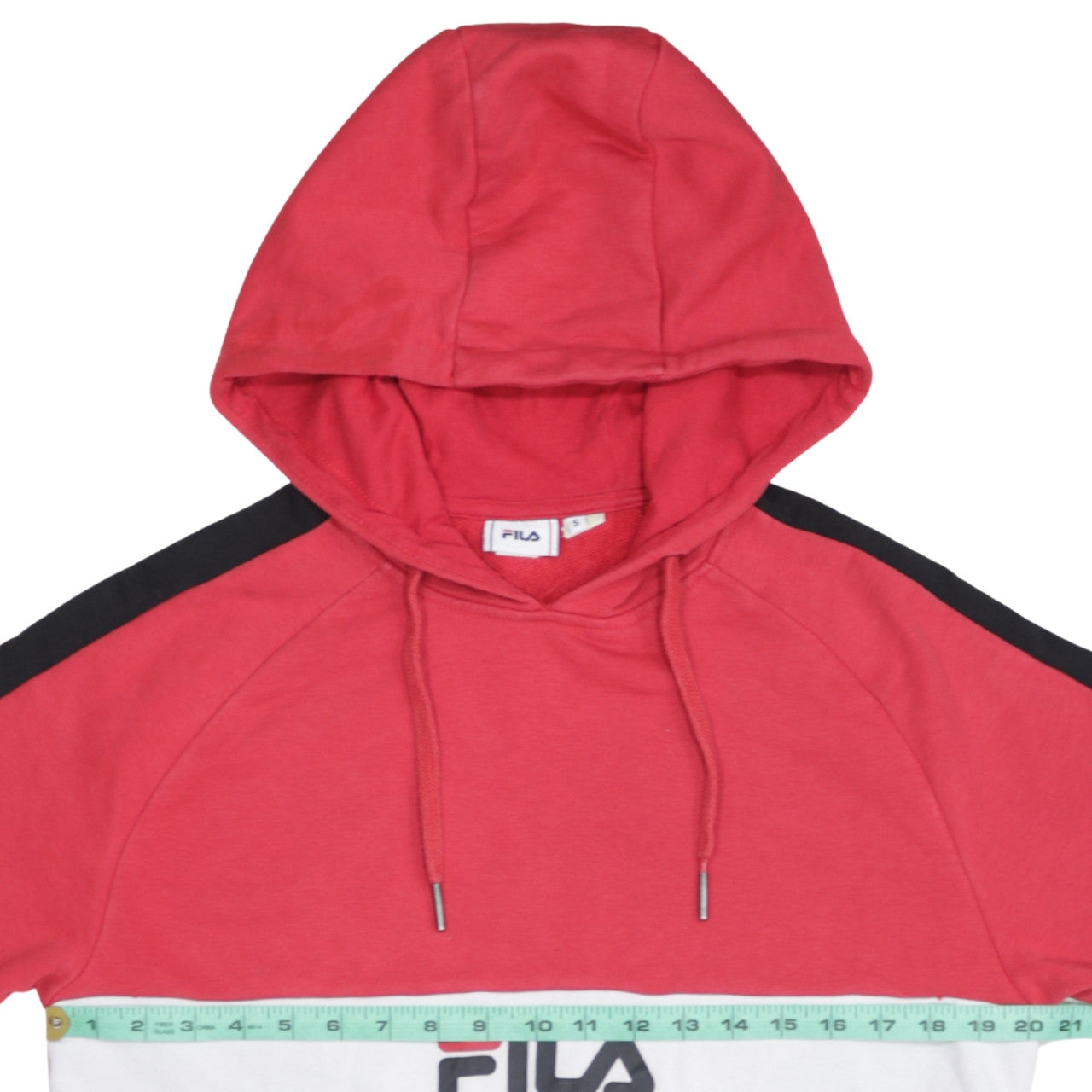 FILA Mens Red Pullover Hoodie Small Sports Graphic Sweatshirt