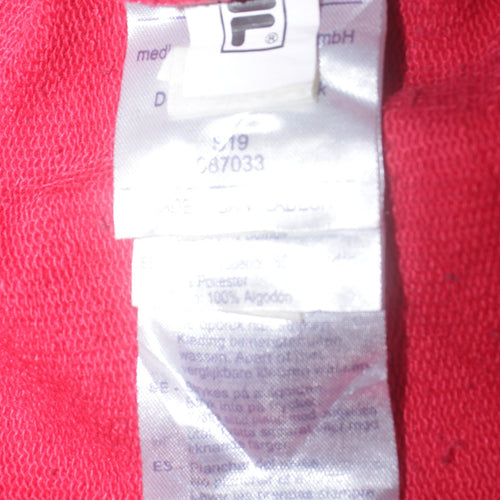 FILA Mens Red Pullover Hoodie Small Sports Graphic Sweatshirt