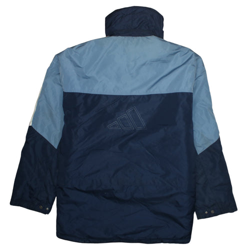 Adidas Men's Blue XL Windbreaker Jacket Hooded Retro Sportswear