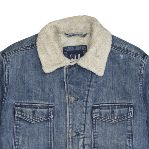 GAP Men's Blue Denim Sherpa Lined Jacket Size M