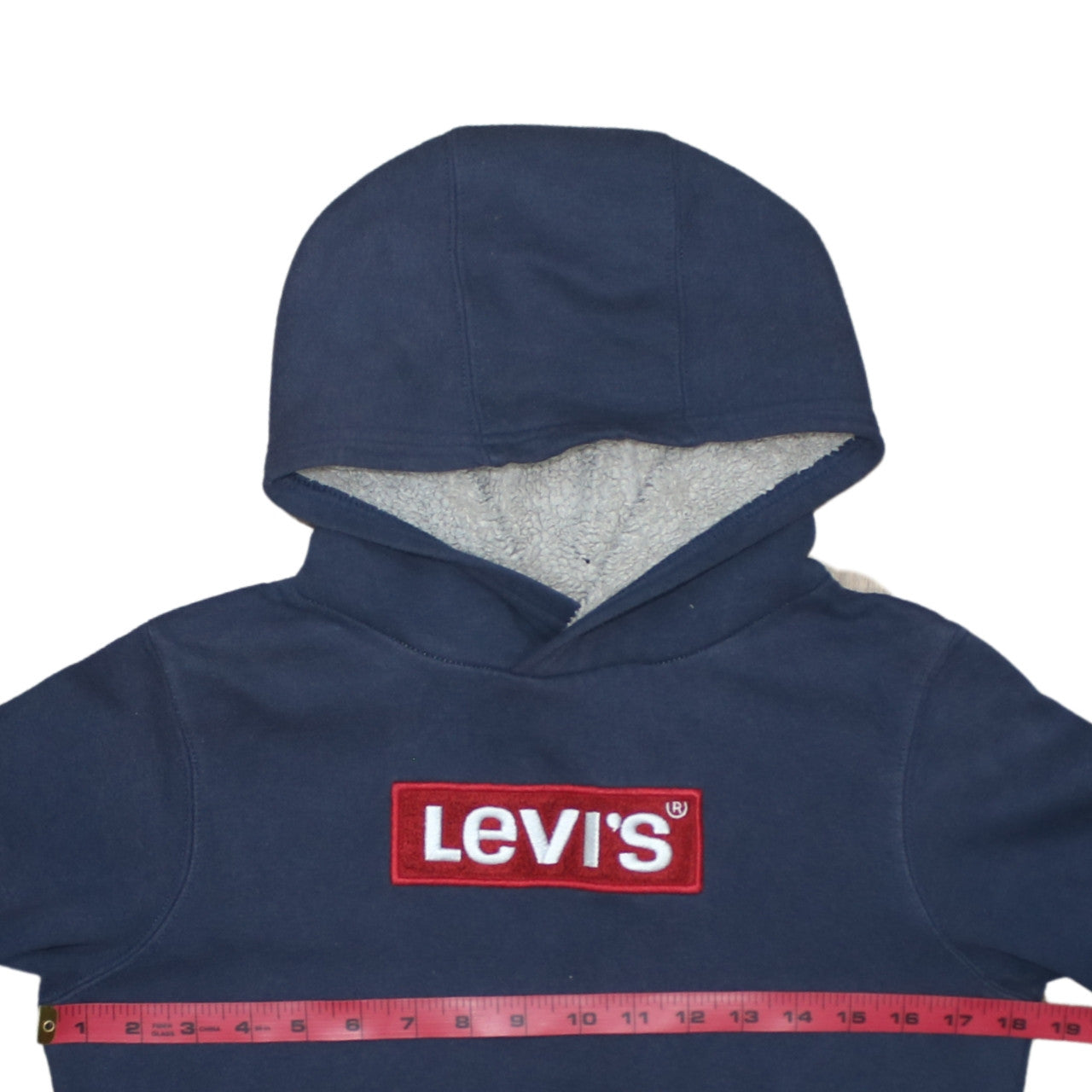 Levi's Boys Navy Blue Pullover Hoodie 14A (164cm) Logo Fleece Lined