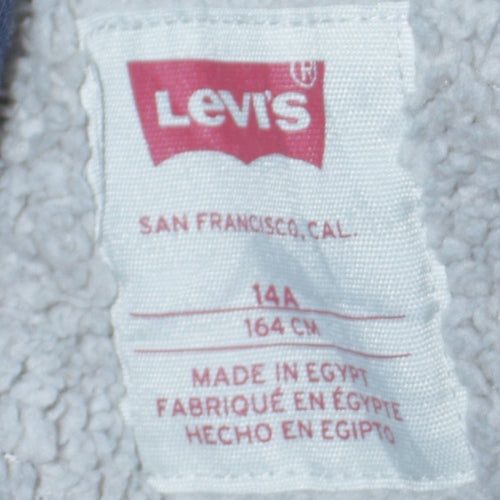 Levi's Boys Navy Blue Pullover Hoodie 14A (164cm) Logo Fleece Lined