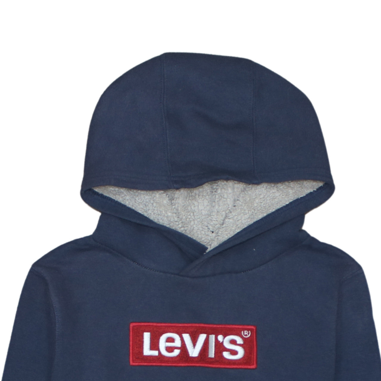 Levi's Boys Navy Blue Pullover Hoodie 14A (164cm) Logo Fleece Lined
