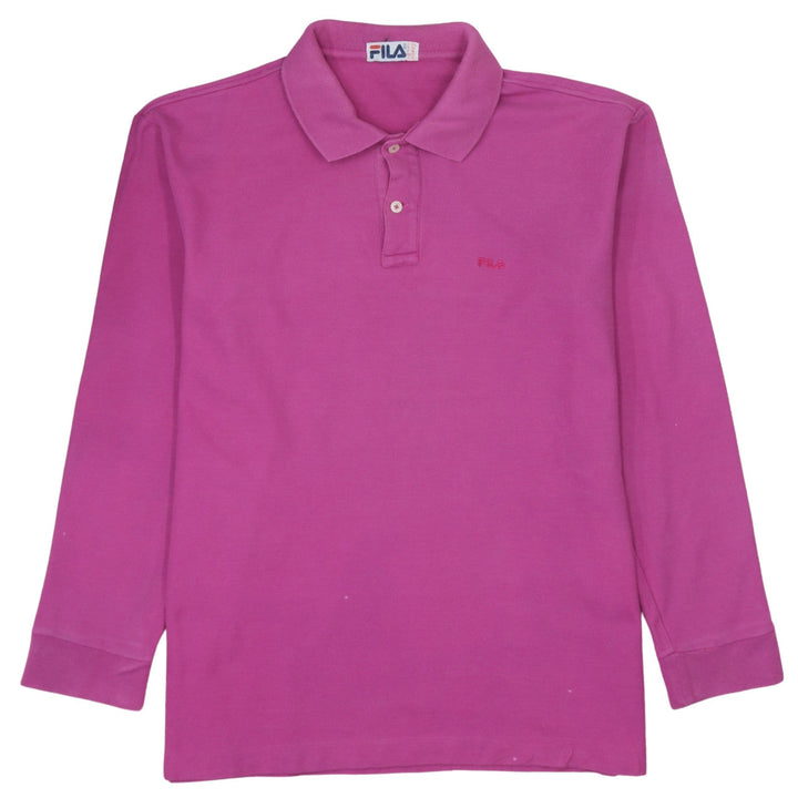 Fila Men’s Pink Long Sleeve Cotton Polo Shirt XL