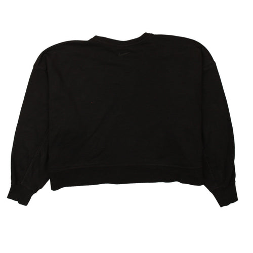 Nike Women's Black Dri-FIT Pullover Sweatshirt L Logo Crew Neck
