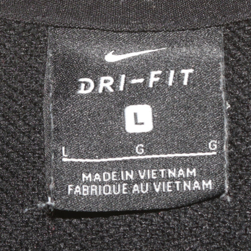 Nike Women's Black Dri-FIT Pullover Sweatshirt L Logo Crew Neck