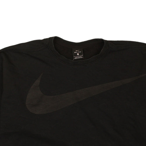 Nike Women's Black Dri-FIT Pullover Sweatshirt L Logo Crew Neck