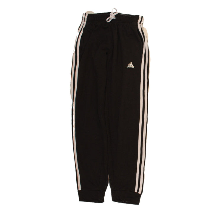 Adidas Boys Black Jogger Trousers 11-12 Years Elastic Waist Striped Sweatpants