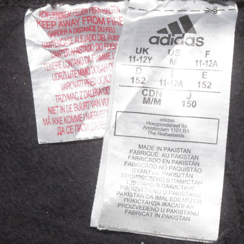 Adidas Boys Black Jogger Trousers 11-12 Years Elastic Waist Striped Sweatpants