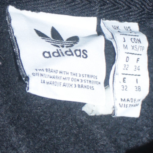 Adidas Womens Black Cropped Hooded Pullover Sweatshirt XS