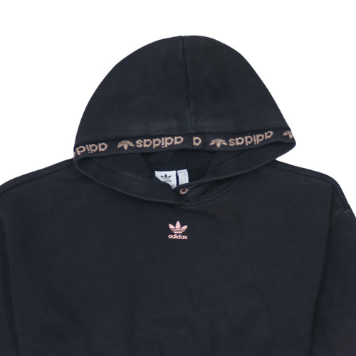 Adidas Womens Black Cropped Hooded Pullover Sweatshirt XS