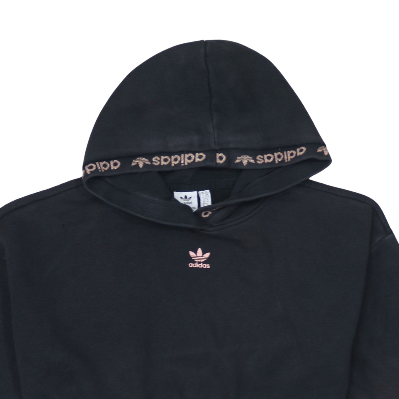 Adidas Womens Black Cropped Hooded Pullover Sweatshirt XS