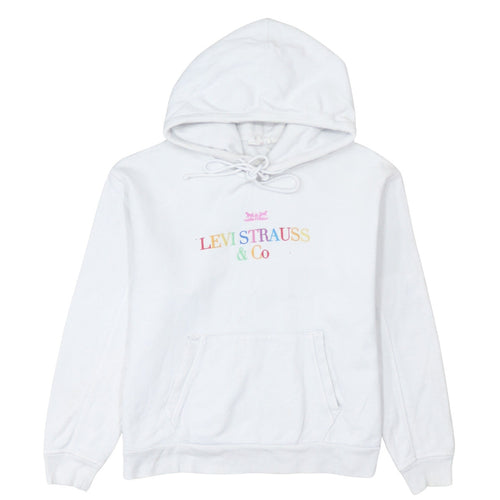 Levi's Womens White XS Pullover Hoodie with Logo Embroidery