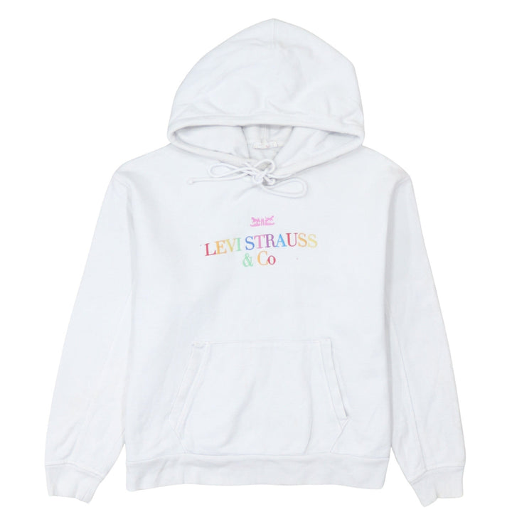 Levi's Womens White XS Pullover Hoodie with Logo Embroidery