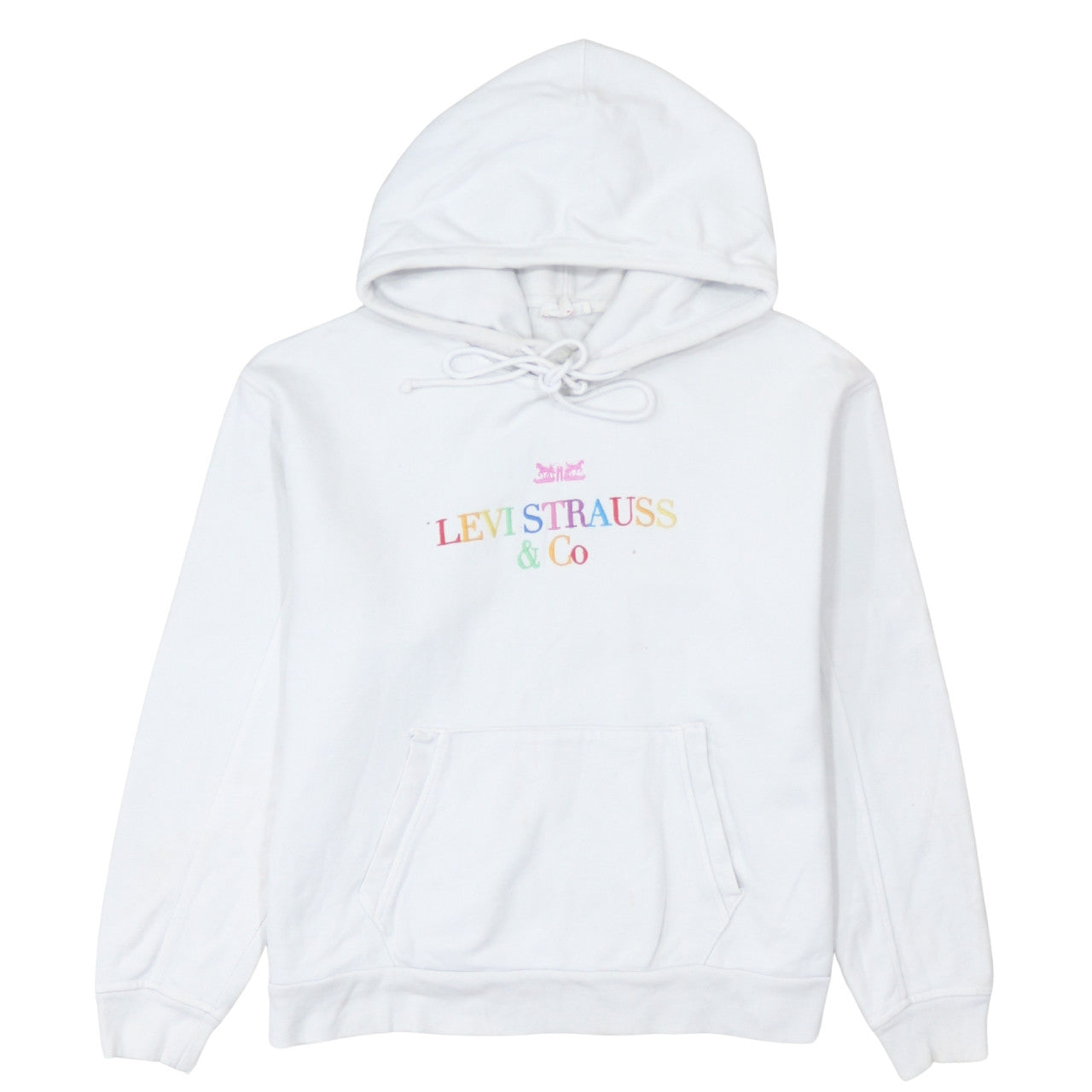 Levi's Womens White XS Pullover Hoodie with Logo Embroidery