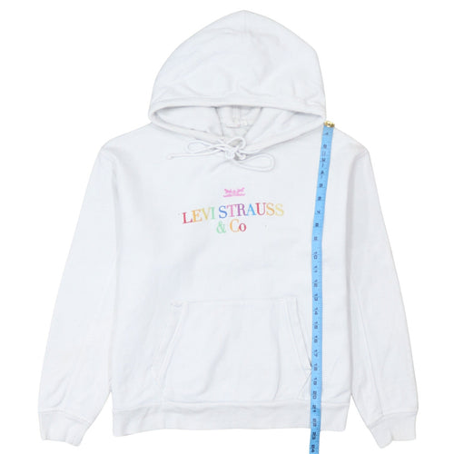 Levi's Womens White XS Pullover Hoodie with Logo Embroidery