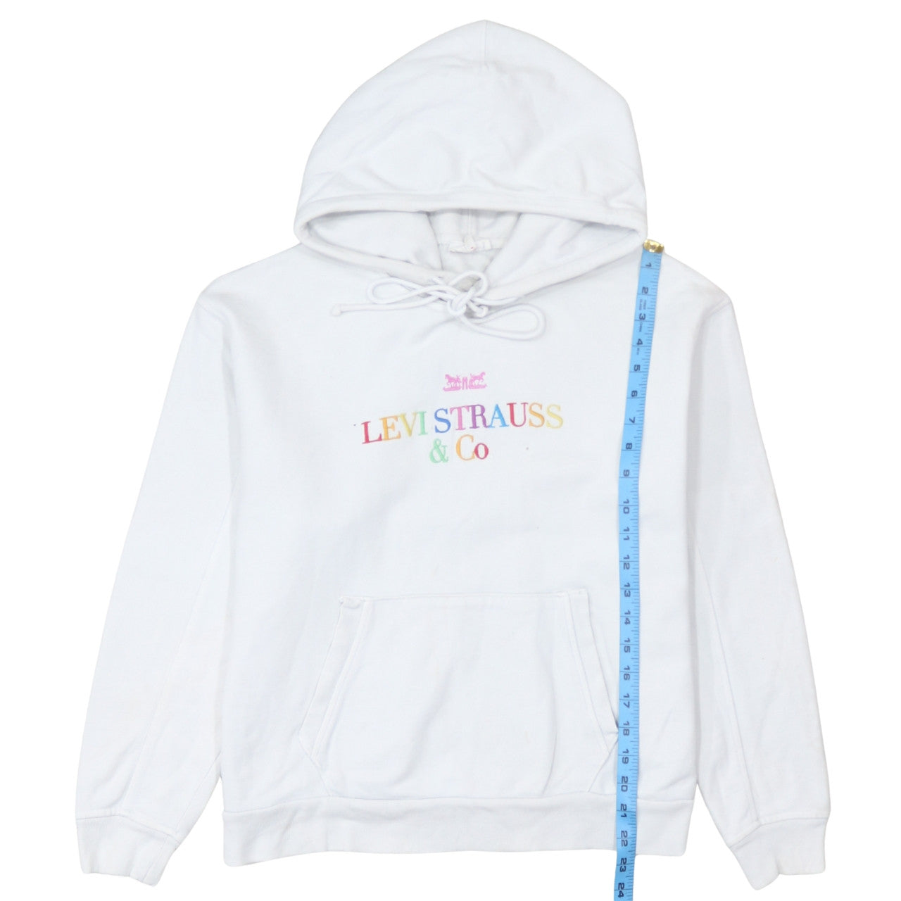 Levi's Womens White XS Pullover Hoodie with Logo Embroidery