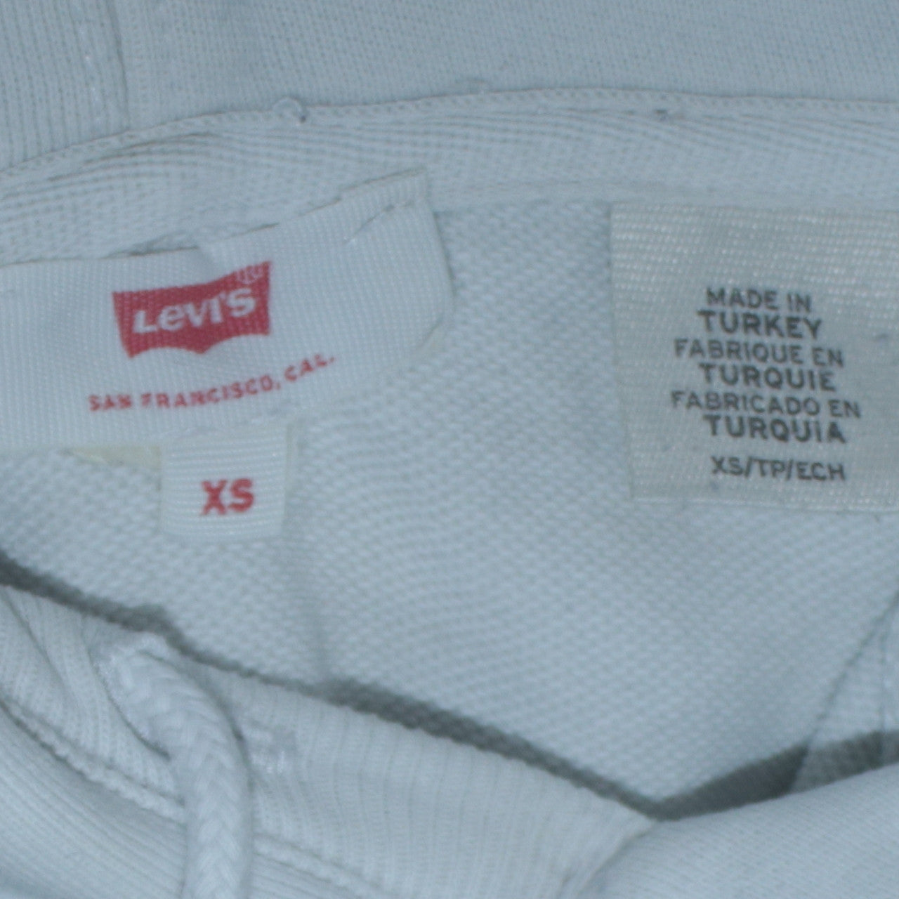 Levi's Womens White XS Pullover Hoodie with Logo Embroidery