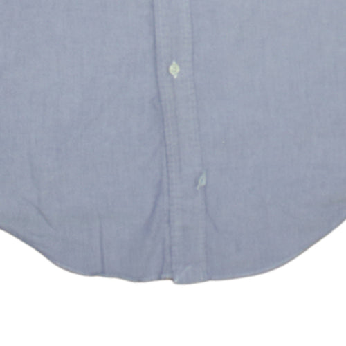 Ralph Lauren Men's Blue Cotton Band Collar Long Sleeve Shirt L