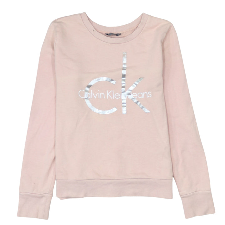 Calvin Klein Jeans Womens Pink Logo Crew Neck Sweatshirt Size M