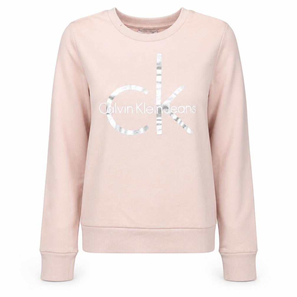 Calvin Klein Jeans Womens Pink Logo Crew Neck Sweatshirt Size M