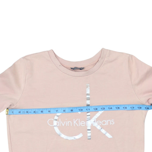 Calvin Klein Jeans Womens Pink Logo Crew Neck Sweatshirt Size M
