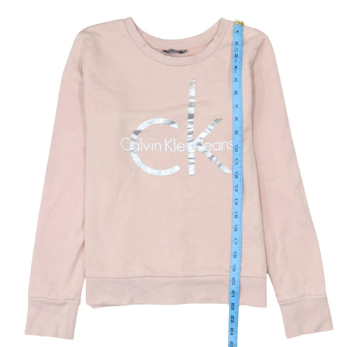 Calvin Klein Jeans Womens Pink Logo Crew Neck Sweatshirt Size M