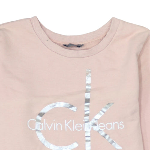 Calvin Klein Jeans Womens Pink Logo Crew Neck Sweatshirt Size M
