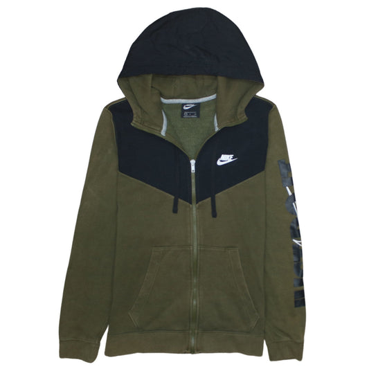 Nike Men's Green Black Full Zip Hoodie S Regular Fleece Sportswear