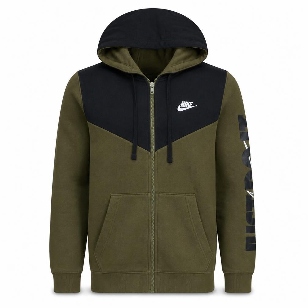 Nike Men's Green Black Full Zip Hoodie S Regular Fleece Sportswear