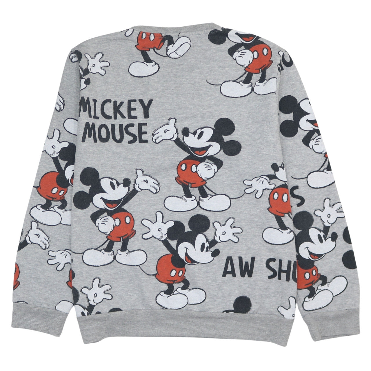 Disney Women Grey Mickey Mouse Print Pullover Sweatshirt L