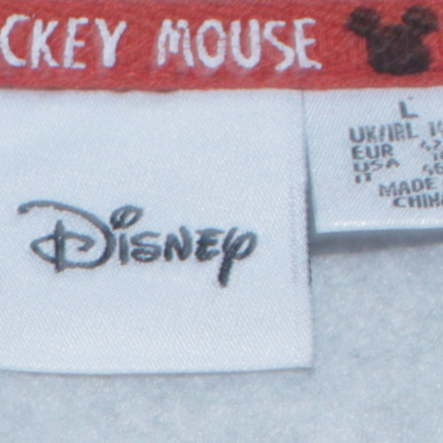 Disney Women Grey Mickey Mouse Print Pullover Sweatshirt L