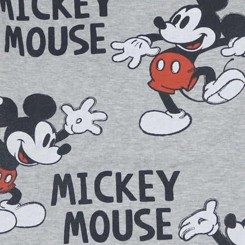 Disney Women Grey Mickey Mouse Print Pullover Sweatshirt L