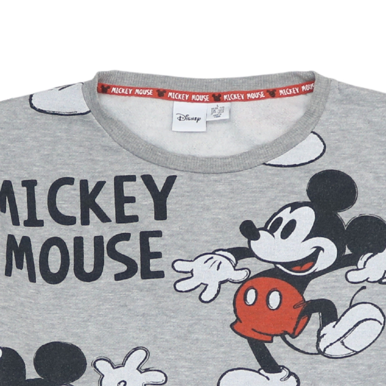 Disney Women Grey Mickey Mouse Print Pullover Sweatshirt L