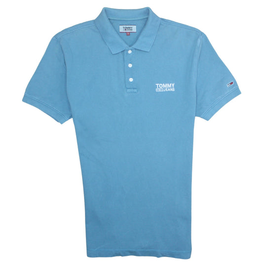Tommy Jeans Men's Blue Cotton Polo Shirt Size S Short Sleeve
