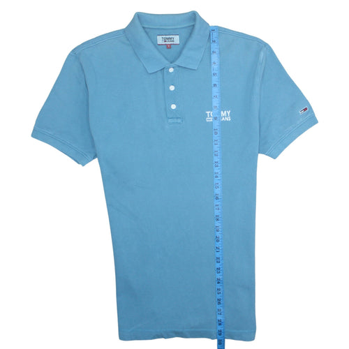 Tommy Jeans Men's Blue Cotton Polo Shirt Size S Short Sleeve