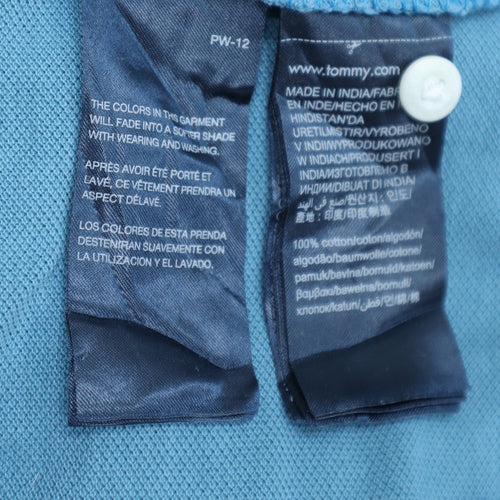 Tommy Jeans Men's Blue Cotton Polo Shirt Size S Short Sleeve